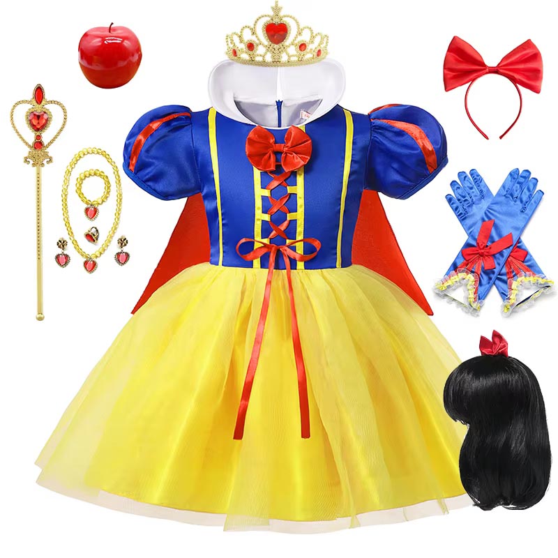 Snow White Princess Dress Kids - Cosplay Prop Bow recension och pris