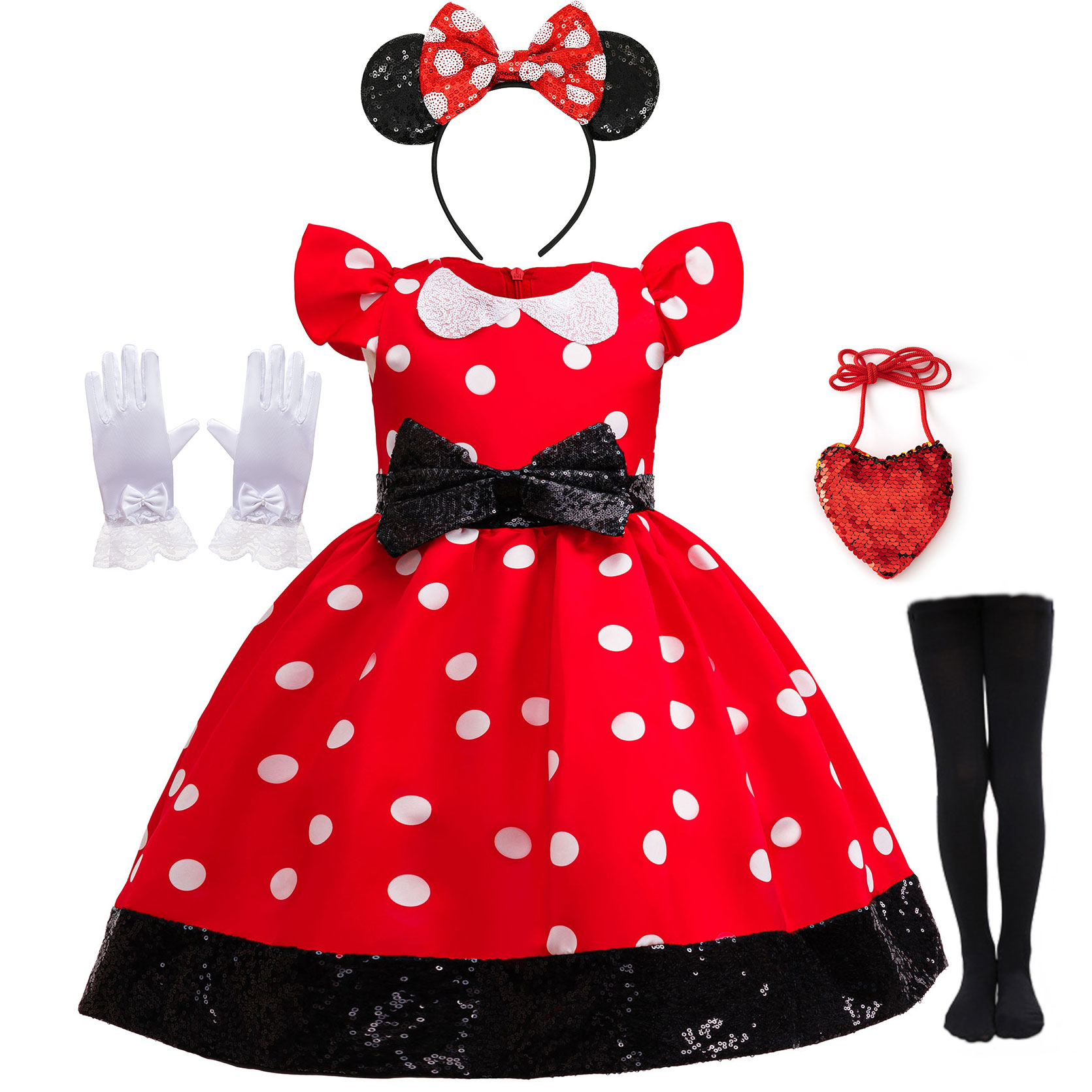 Cute Little Girls Red White Po - Cosplay Prop Bow recension och pris